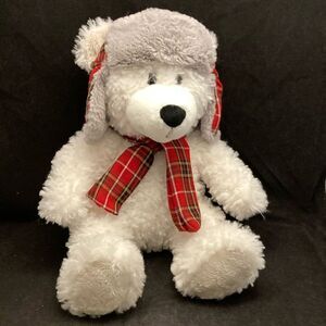 Vintage Demdaco White Polar Bear Teddy Bear Hat‎ Scarf Winter Plush Sample